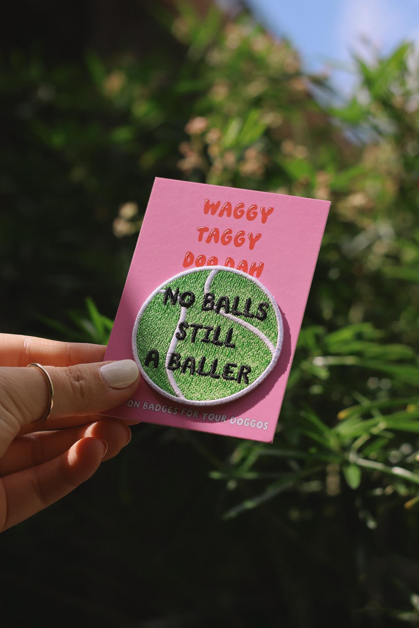 No balls still a baller embroidered iron on patch for doggos bandanas