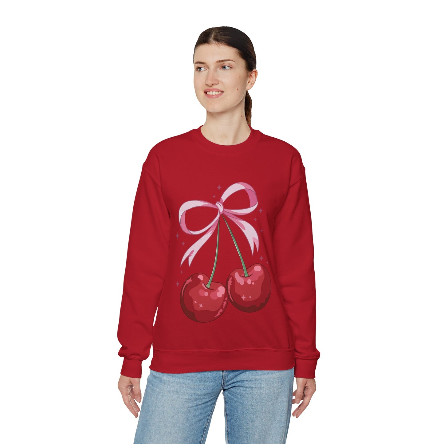 Cute Cherry Bow Unisex Heavy Blend™ Crewneck Sweatshirt