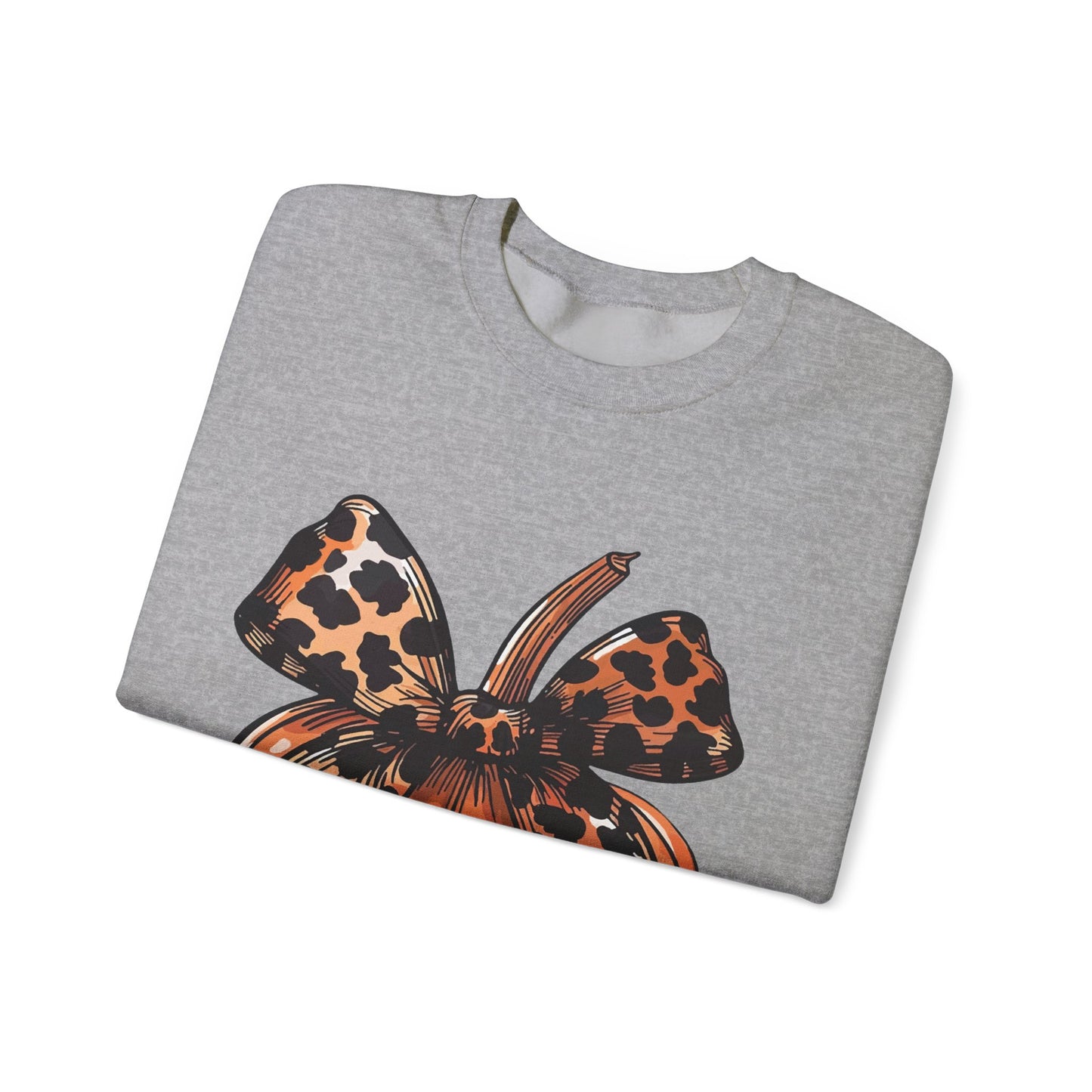 Leopard Pumpkin Bow Unisex Heavy Blend™ Crewneck Sweatshirt