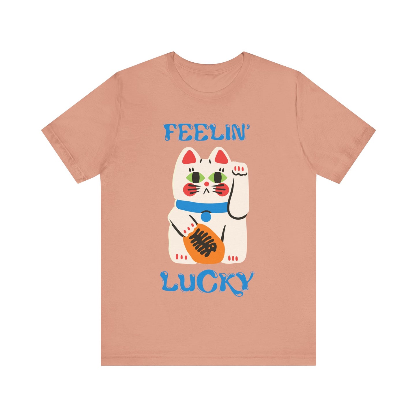 Feelin' Lucky Unisex Jersey Tee - Cute Cat Design for Good Vibes