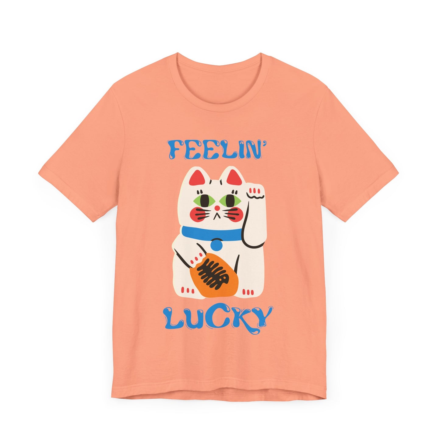 Feelin' Lucky Unisex Jersey Tee - Cute Cat Design for Good Vibes