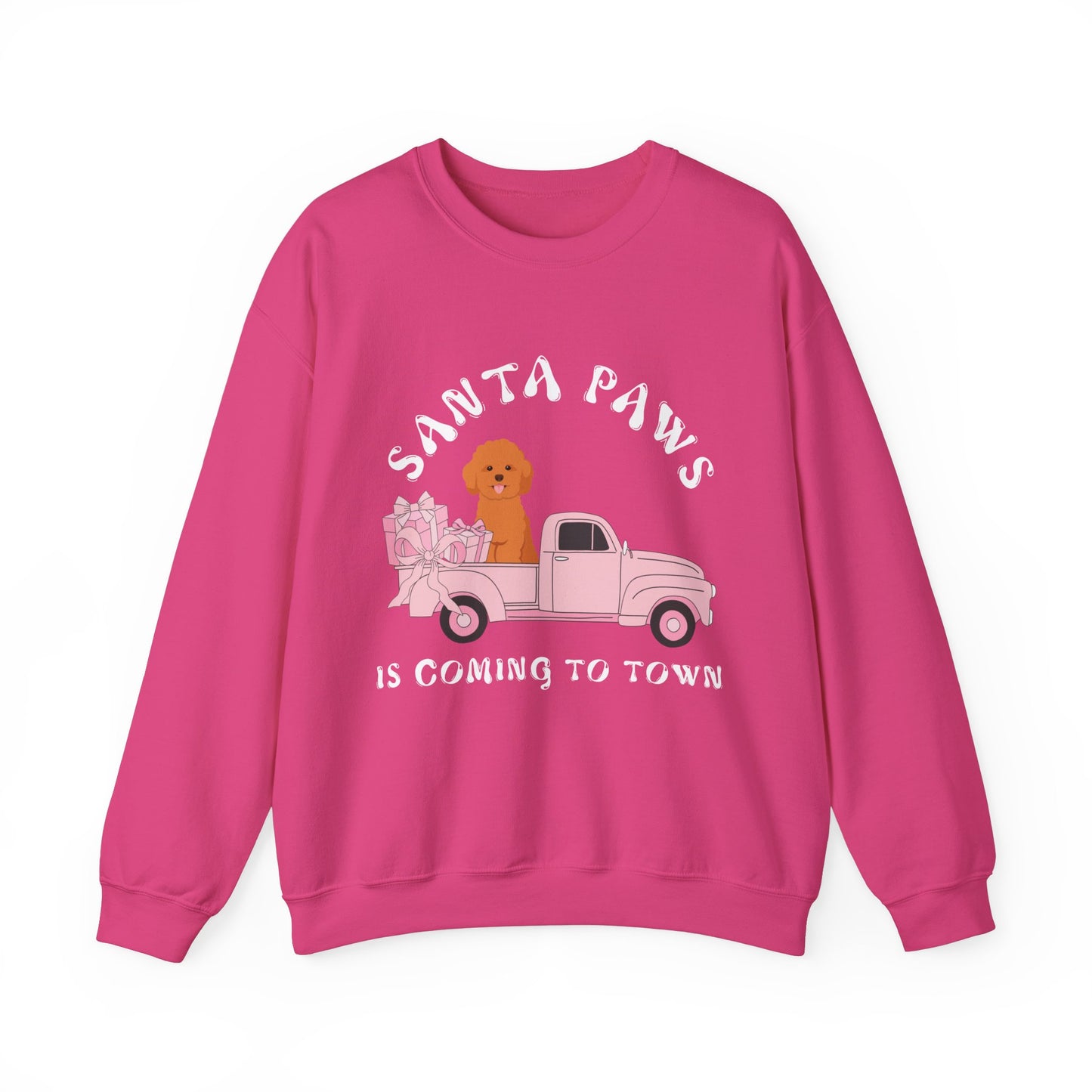 Santa Paws Christmas truck with white dog Unisex Heavy Blend™ Crewneck Sweatshirt