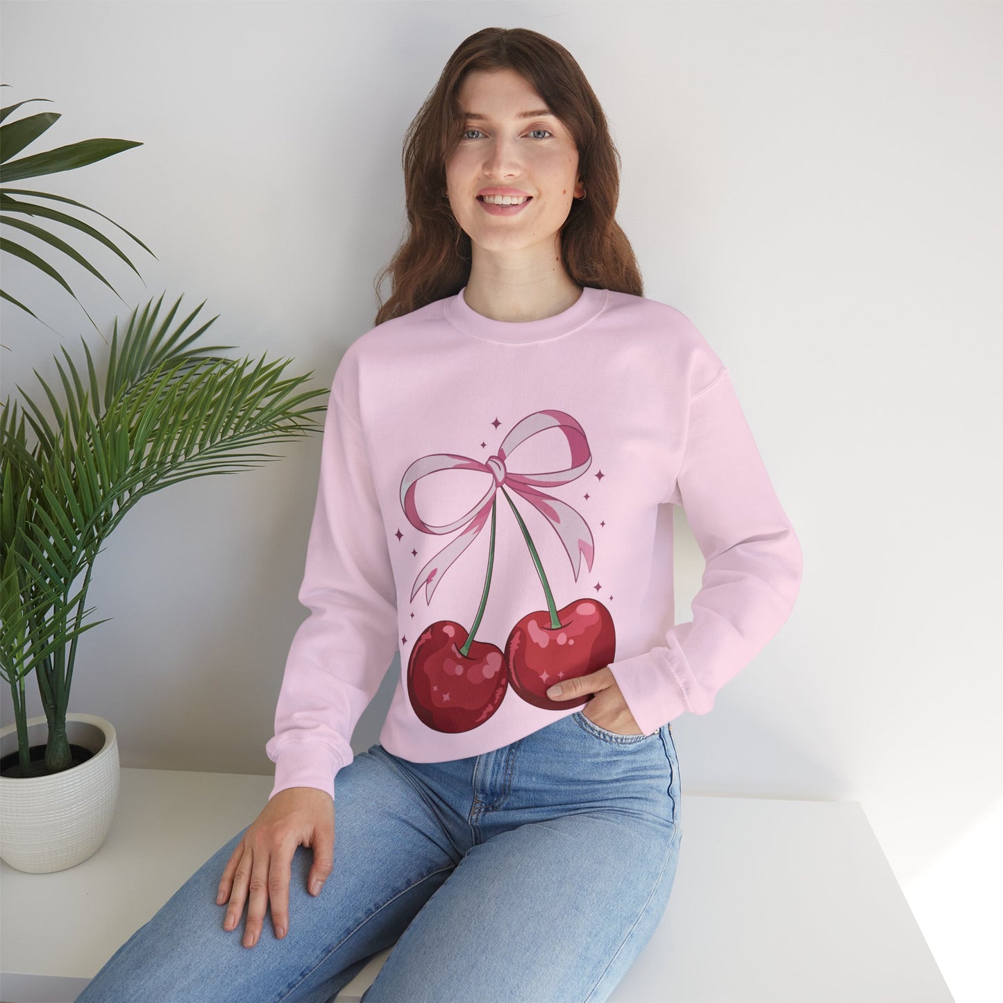Cute Cherry Bow Unisex Heavy Blend™ Crewneck Sweatshirt
