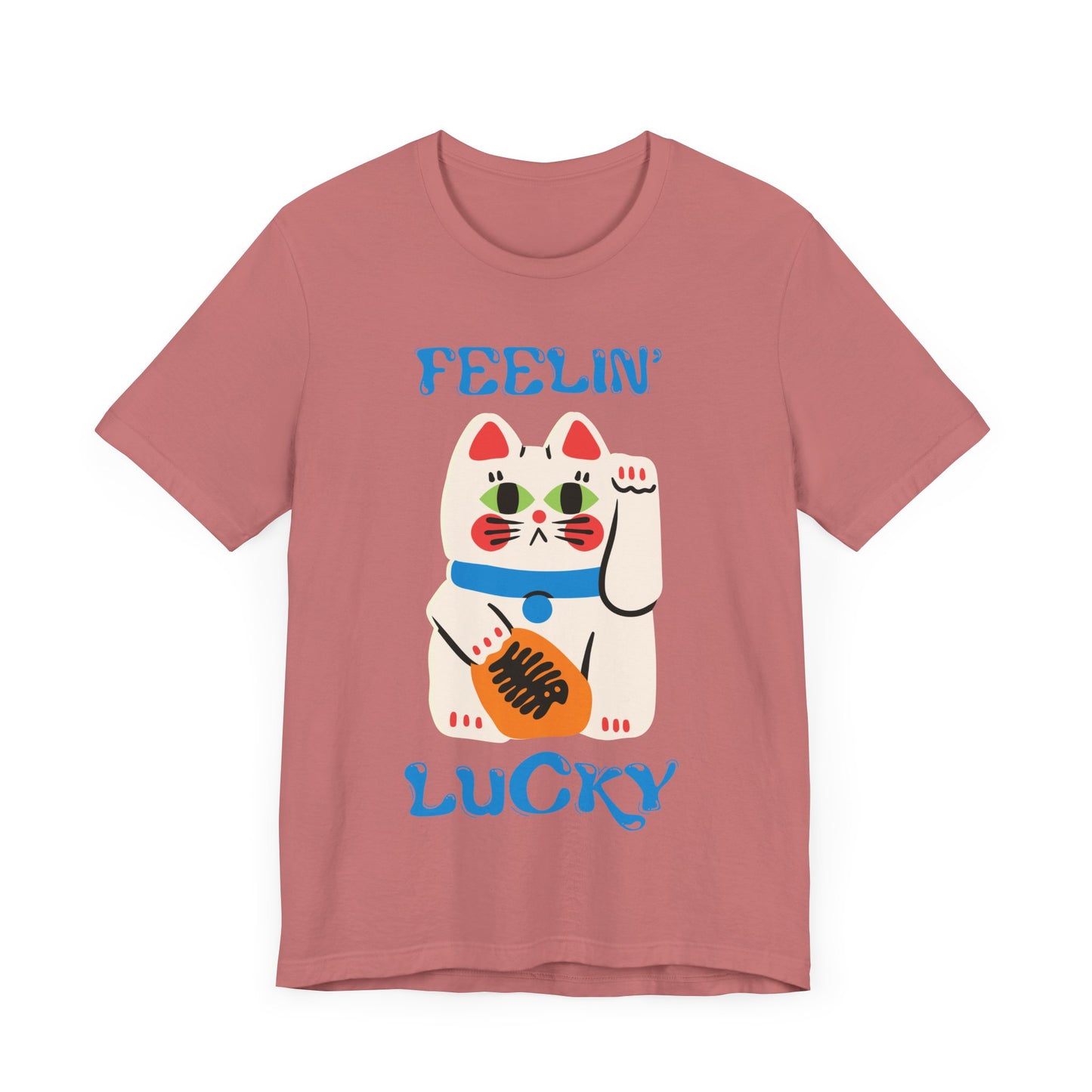 Feelin' Lucky Unisex Jersey Tee - Cute Cat Design for Good Vibes