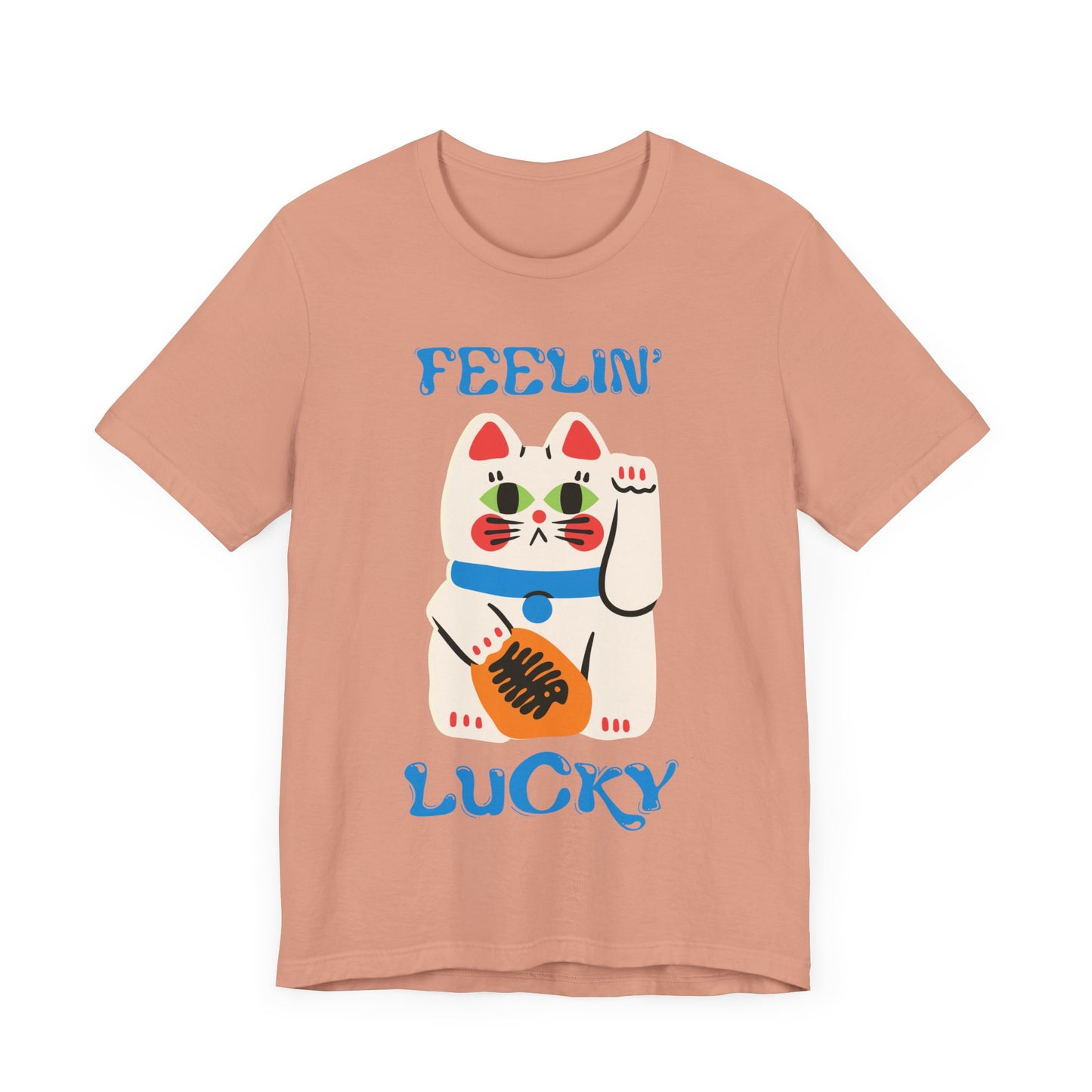 Feelin' Lucky Unisex Jersey Tee - Cute Cat Design for Good Vibes
