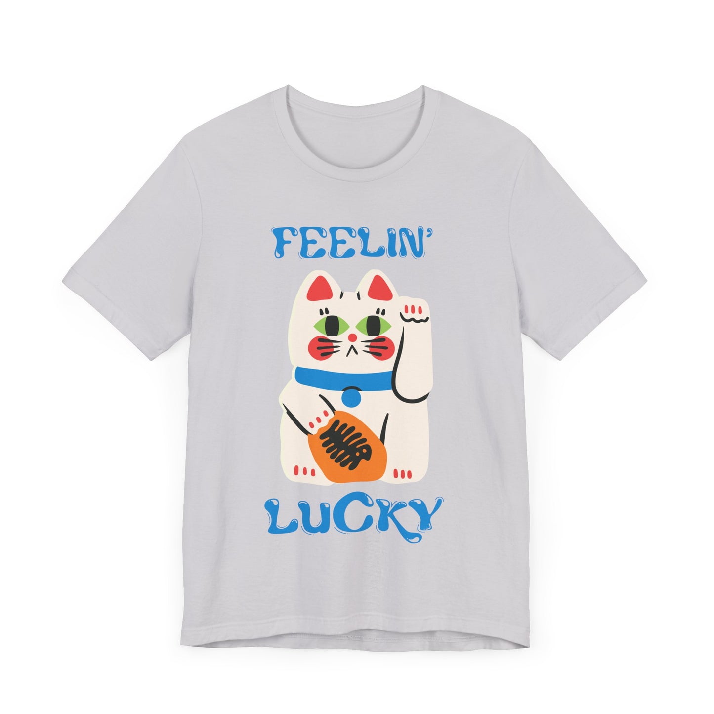 Feelin' Lucky Unisex Jersey Tee - Cute Cat Design for Good Vibes