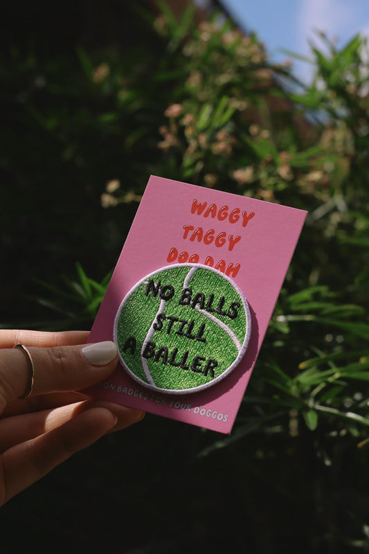No balls still a baller embroidered iron on patch for doggos bandanas
