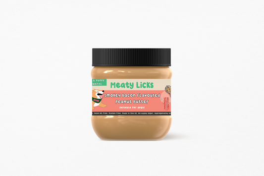 Meaty Licks Smokey Bacon peanut butter 350g jar
