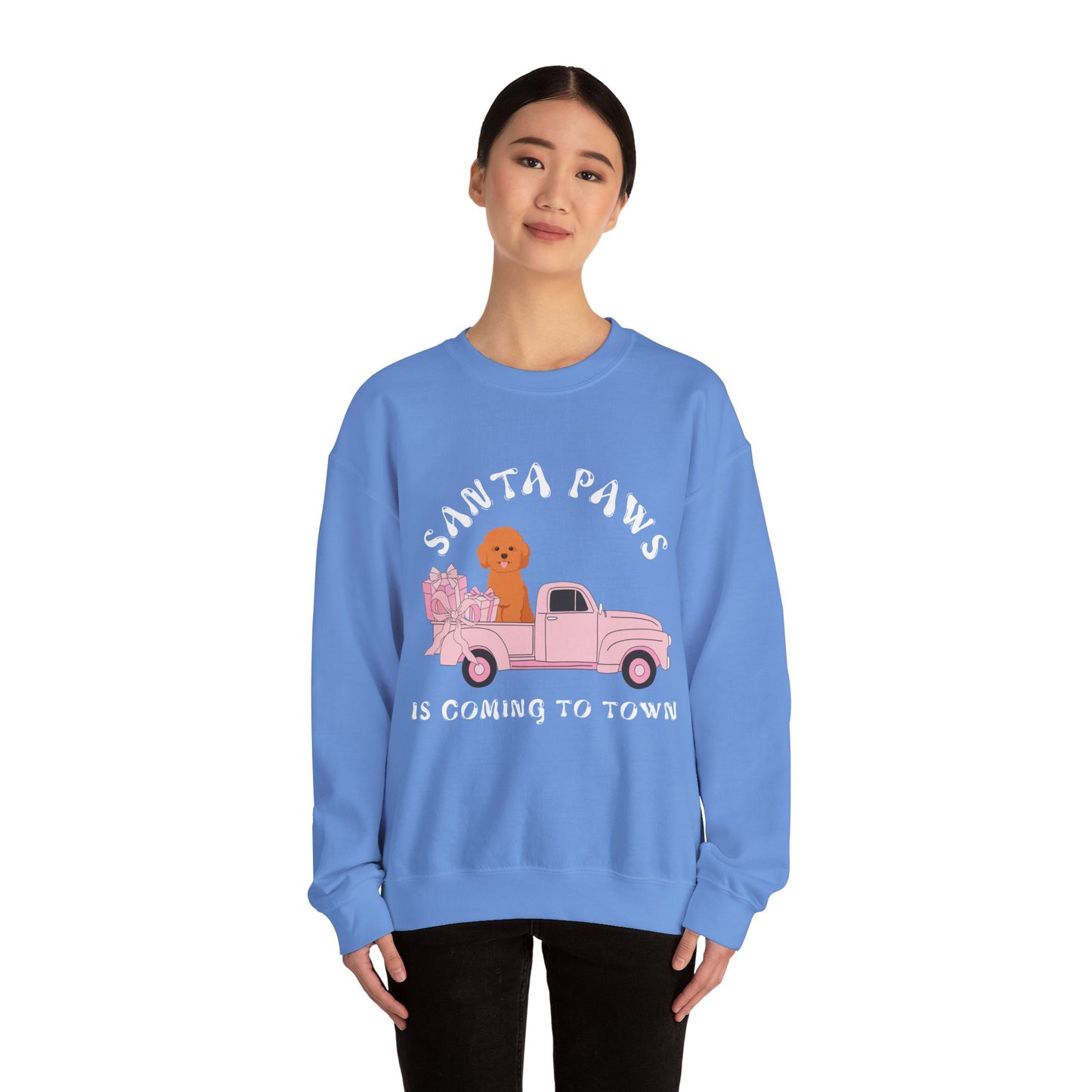 Santa Paws Christmas truck with cockapoo Unisex Heavy Blend™ Crewneck Sweatshirt