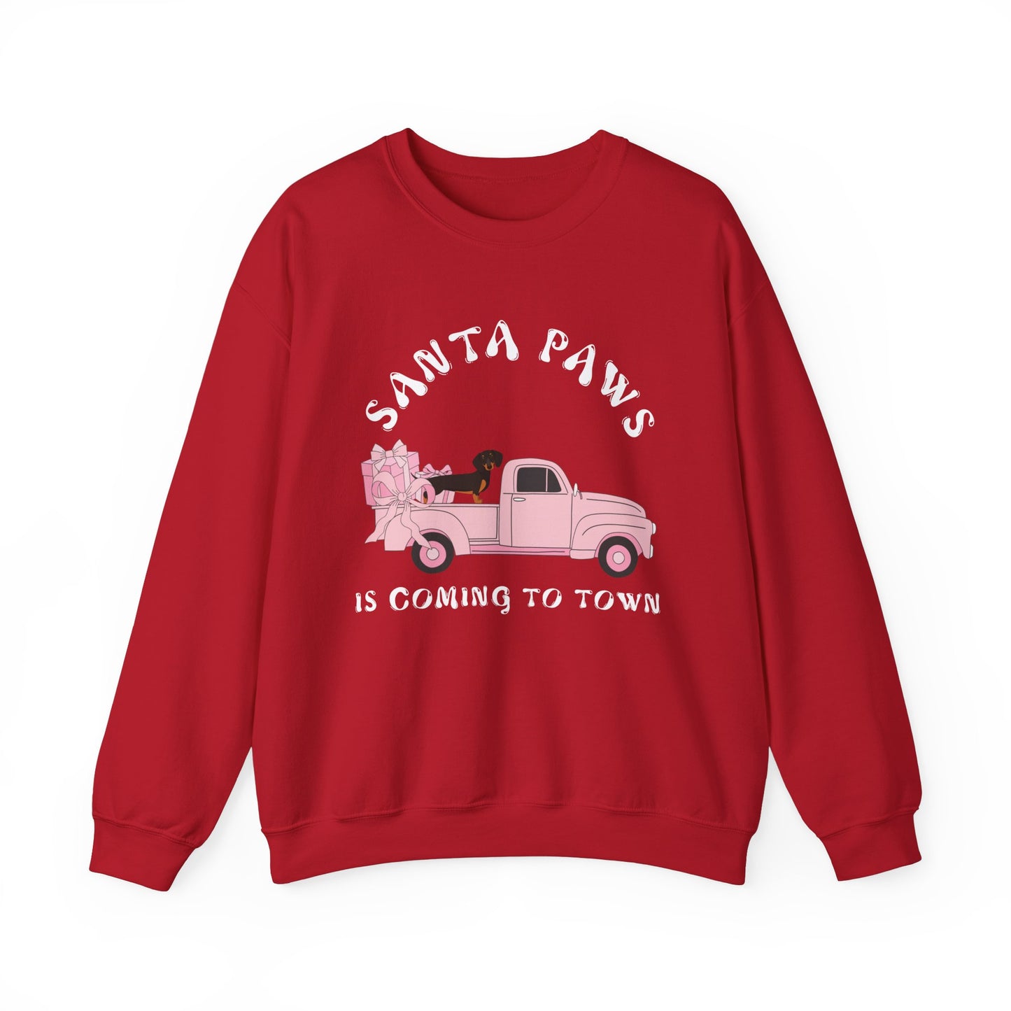 Santa Paws Christmas truck with dachshund Unisex Heavy Blend™ Crewneck Sweatshirt