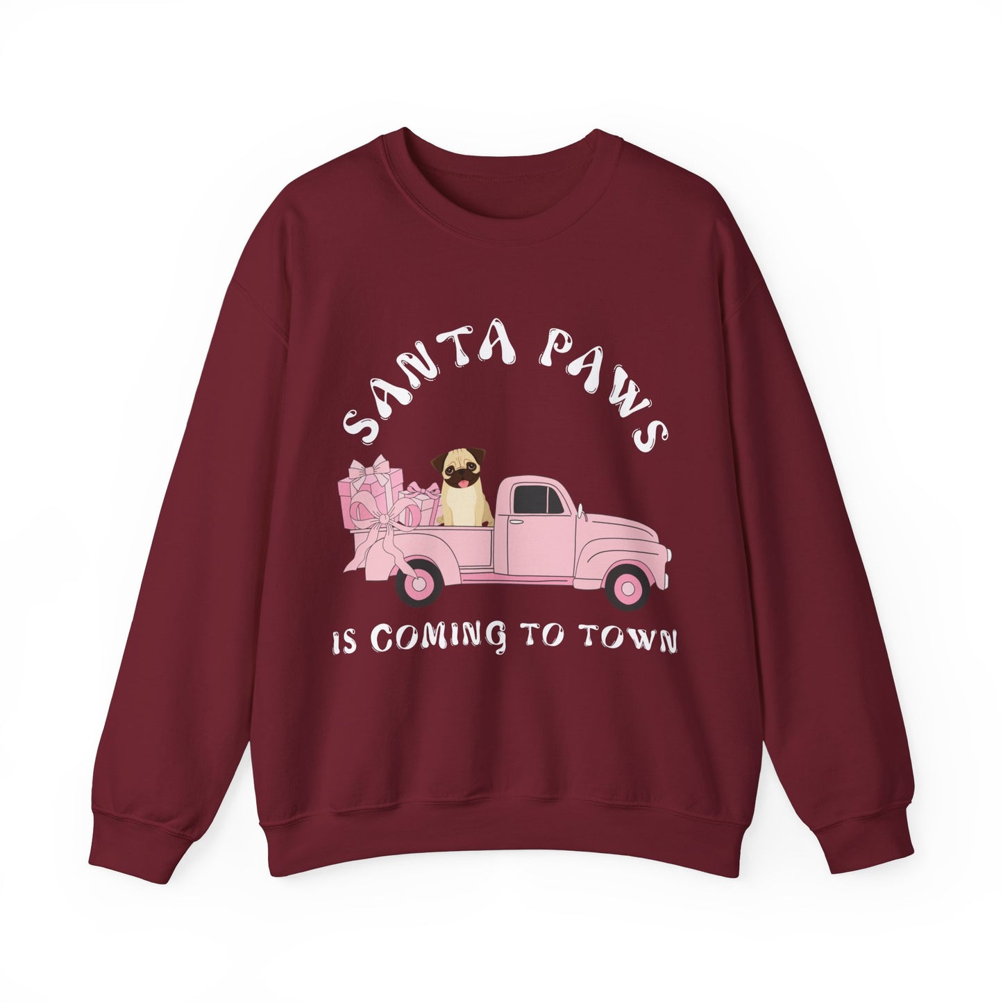 Santa Paws Christmas truck with pug Unisex Heavy Blend™ Crewneck Sweatshirt