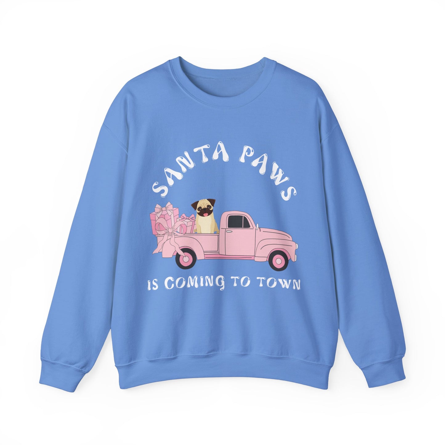 Santa Paws Christmas truck with pug Unisex Heavy Blend™ Crewneck Sweatshirt