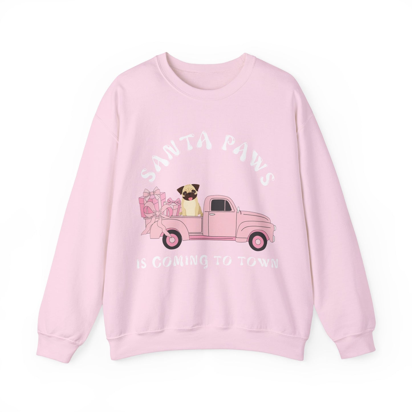 Santa Paws Christmas truck with pug Unisex Heavy Blend™ Crewneck Sweatshirt