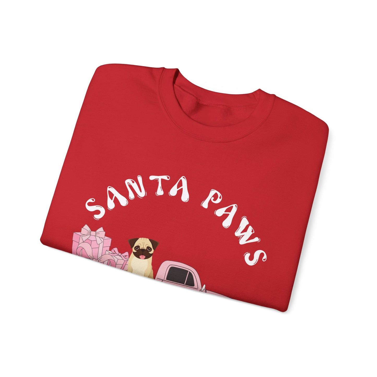 Santa Paws Christmas truck with pug Unisex Heavy Blend™ Crewneck Sweatshirt