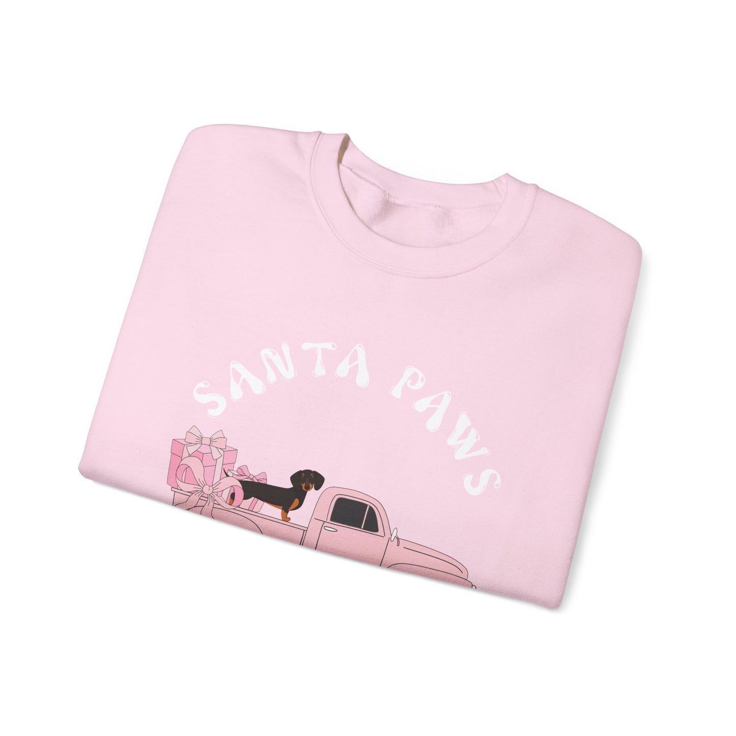 Santa Paws Christmas truck with dachshund Unisex Heavy Blend™ Crewneck Sweatshirt