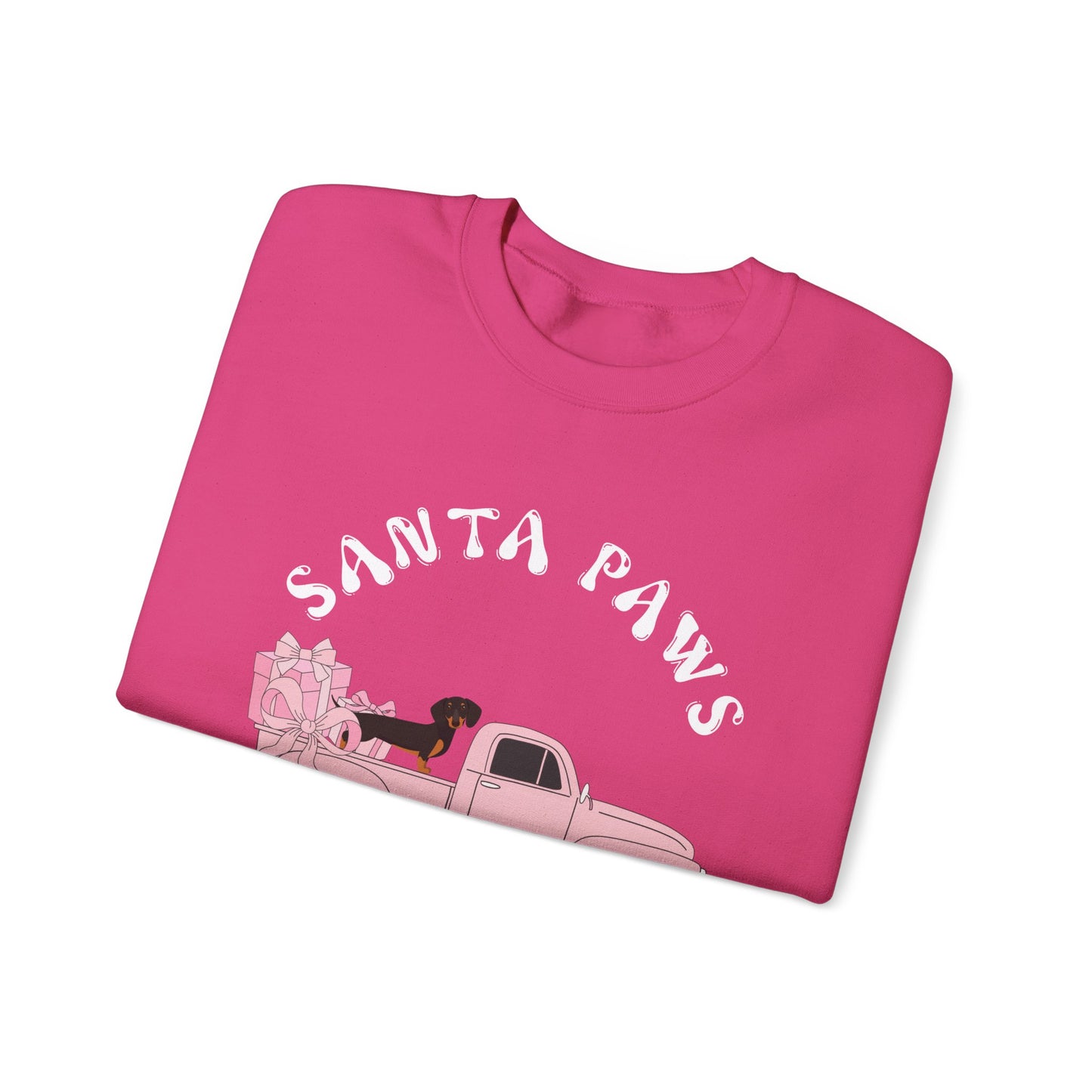 Santa Paws Christmas truck with dachshund Unisex Heavy Blend™ Crewneck Sweatshirt