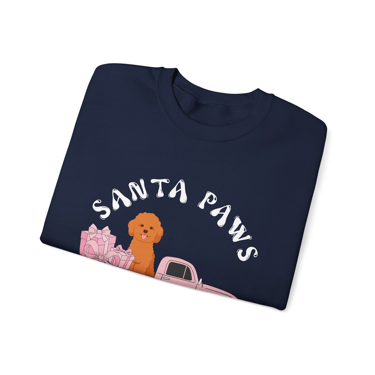 Santa Paws Christmas truck with cockapoo Unisex Heavy Blend™ Crewneck Sweatshirt