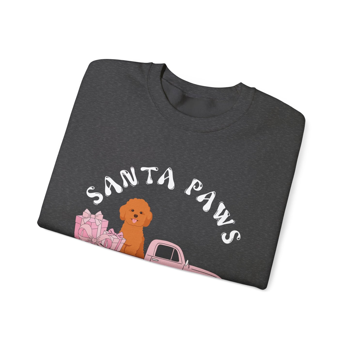 Santa Paws Christmas truck with cockapoo Unisex Heavy Blend™ Crewneck Sweatshirt