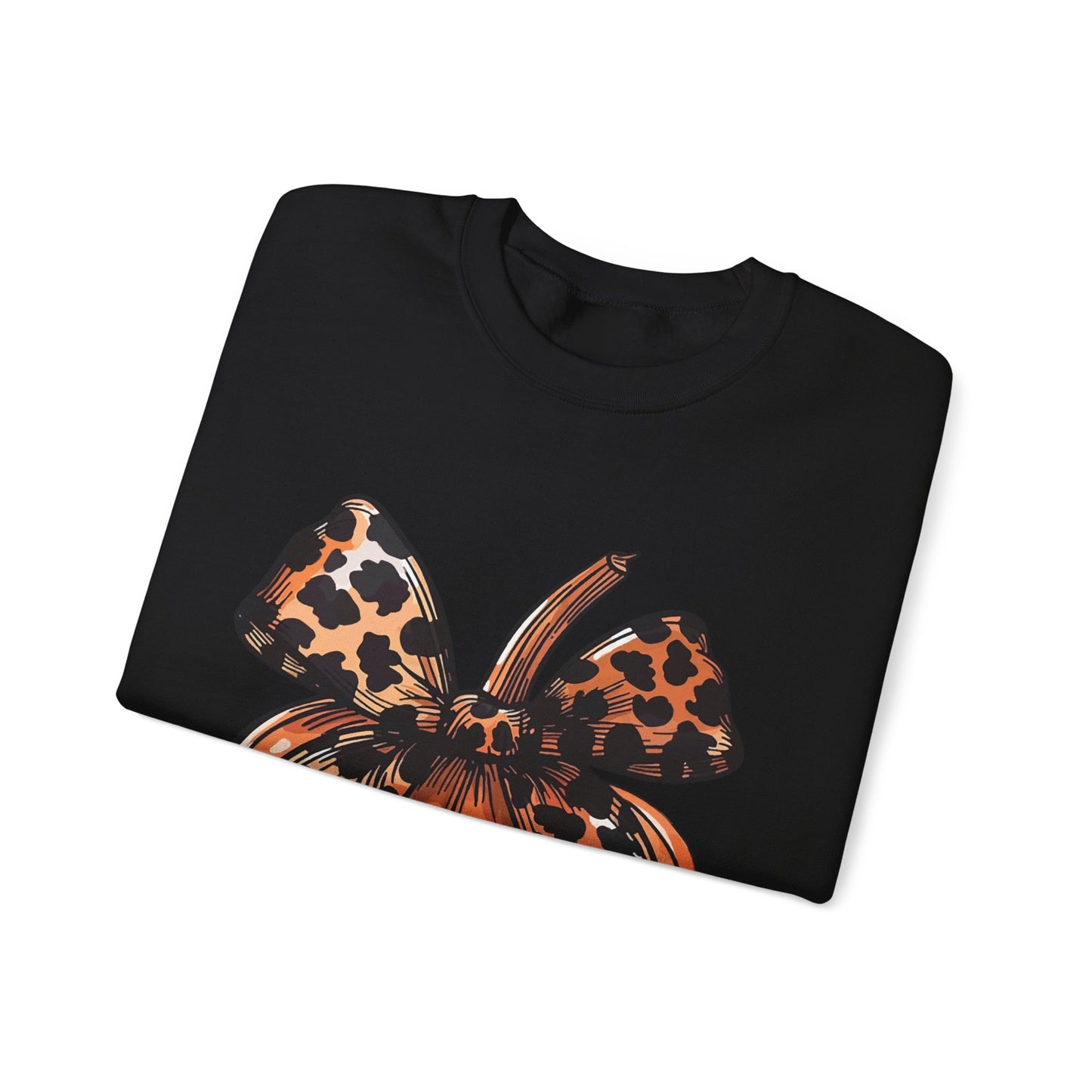 Leopard Pumpkin Bow Unisex Heavy Blend™ Crewneck Sweatshirt