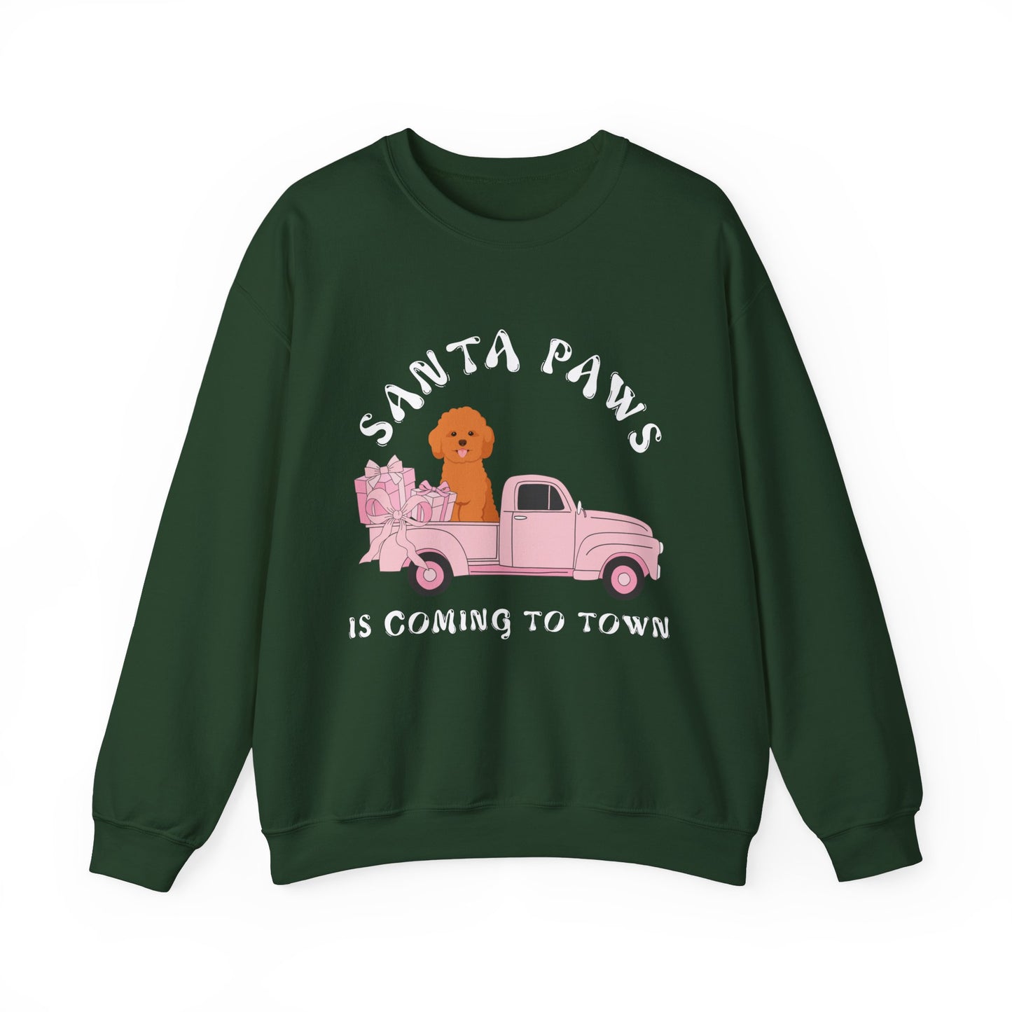 Santa Paws Christmas truck with cockapoo Unisex Heavy Blend™ Crewneck Sweatshirt