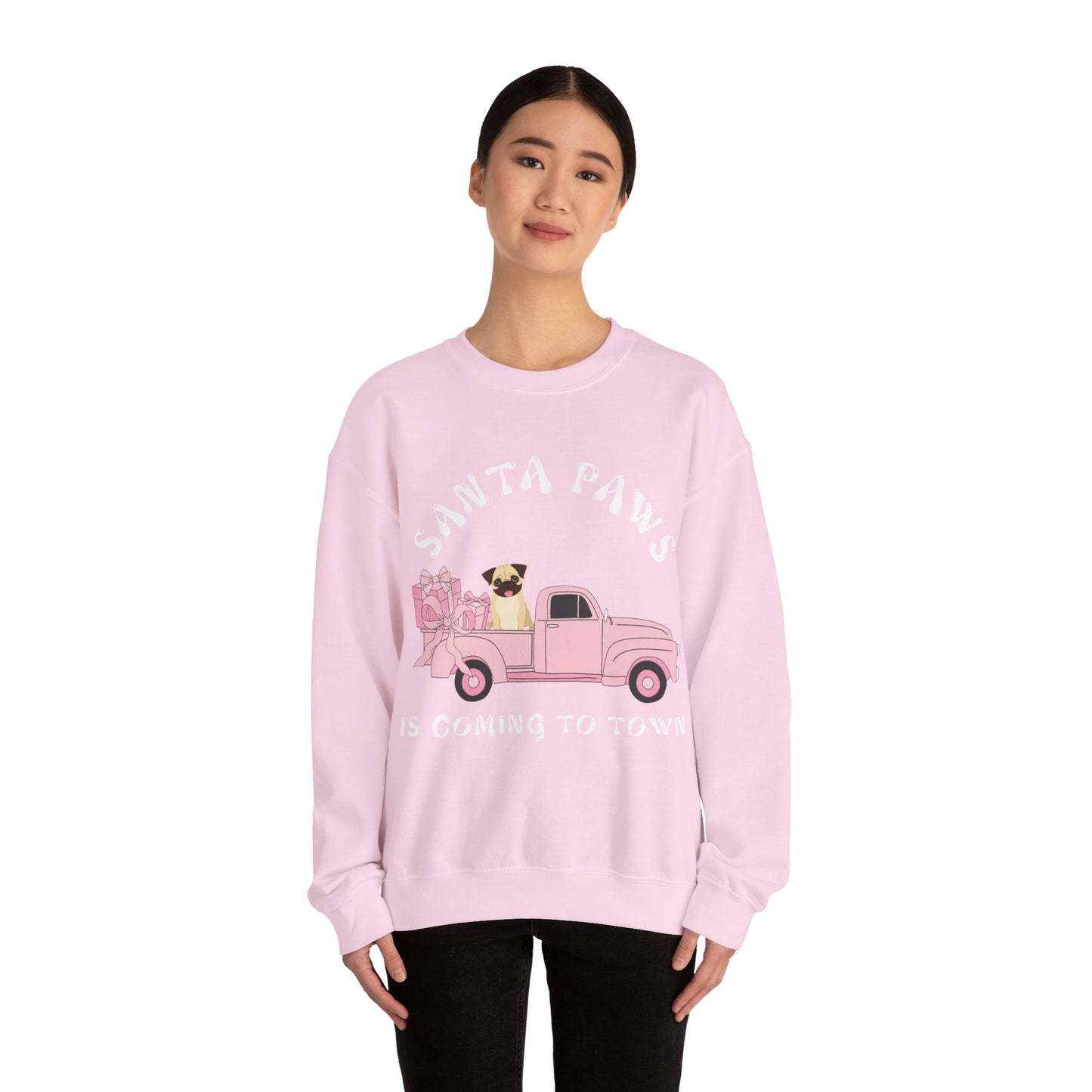 Santa Paws Christmas truck with pug Unisex Heavy Blend™ Crewneck Sweatshirt