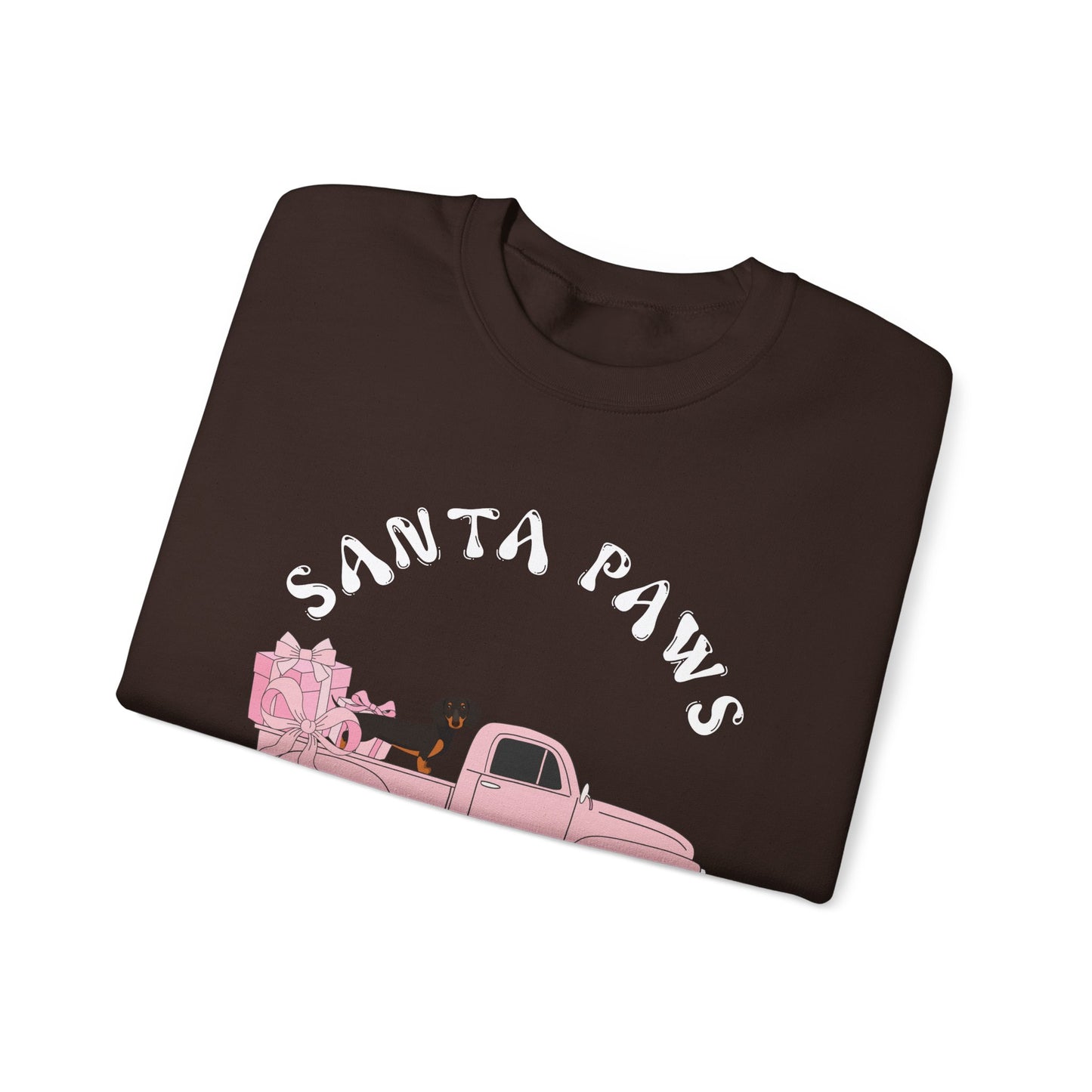 Santa Paws Christmas truck with dachshund Unisex Heavy Blend™ Crewneck Sweatshirt