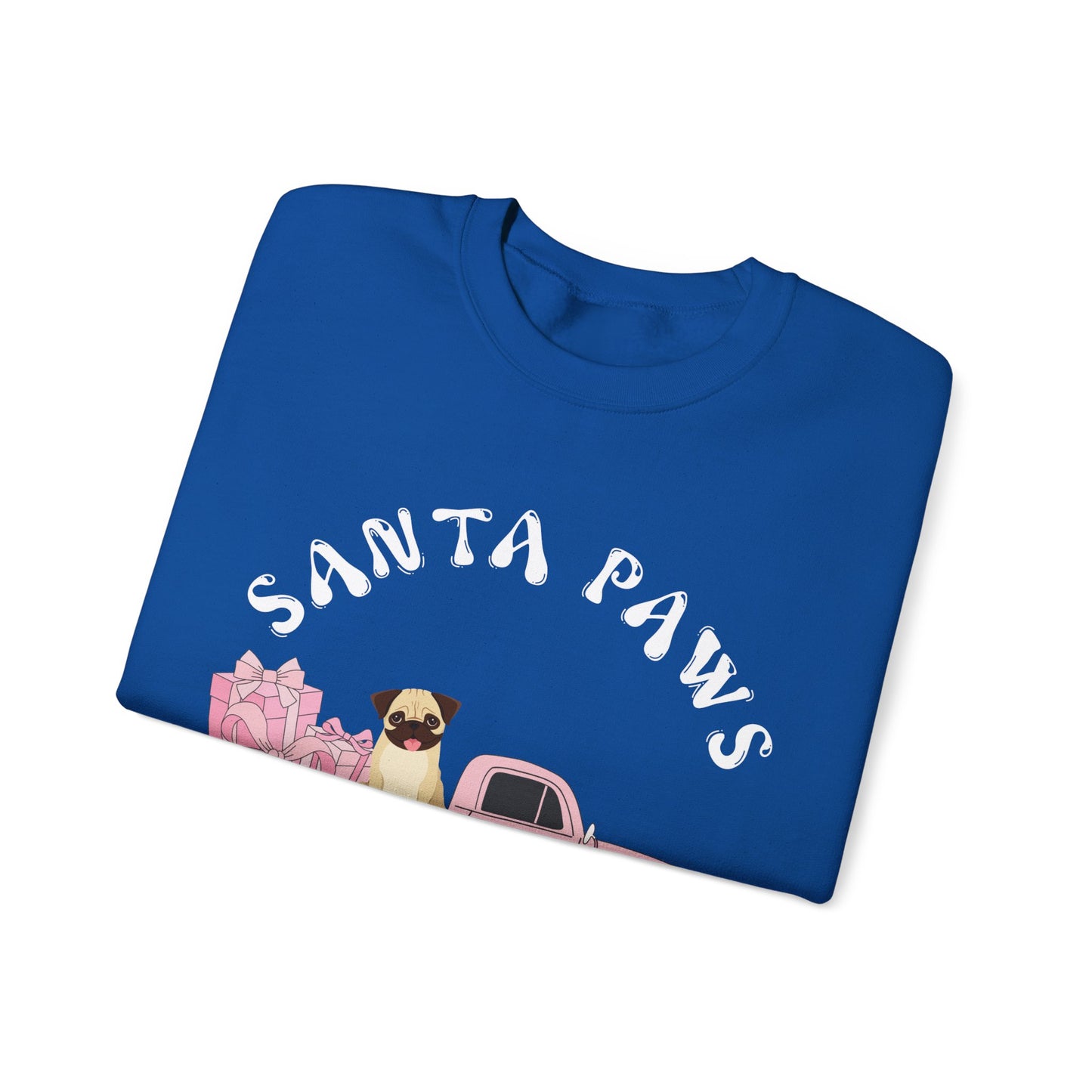 Santa Paws Christmas truck with pug Unisex Heavy Blend™ Crewneck Sweatshirt