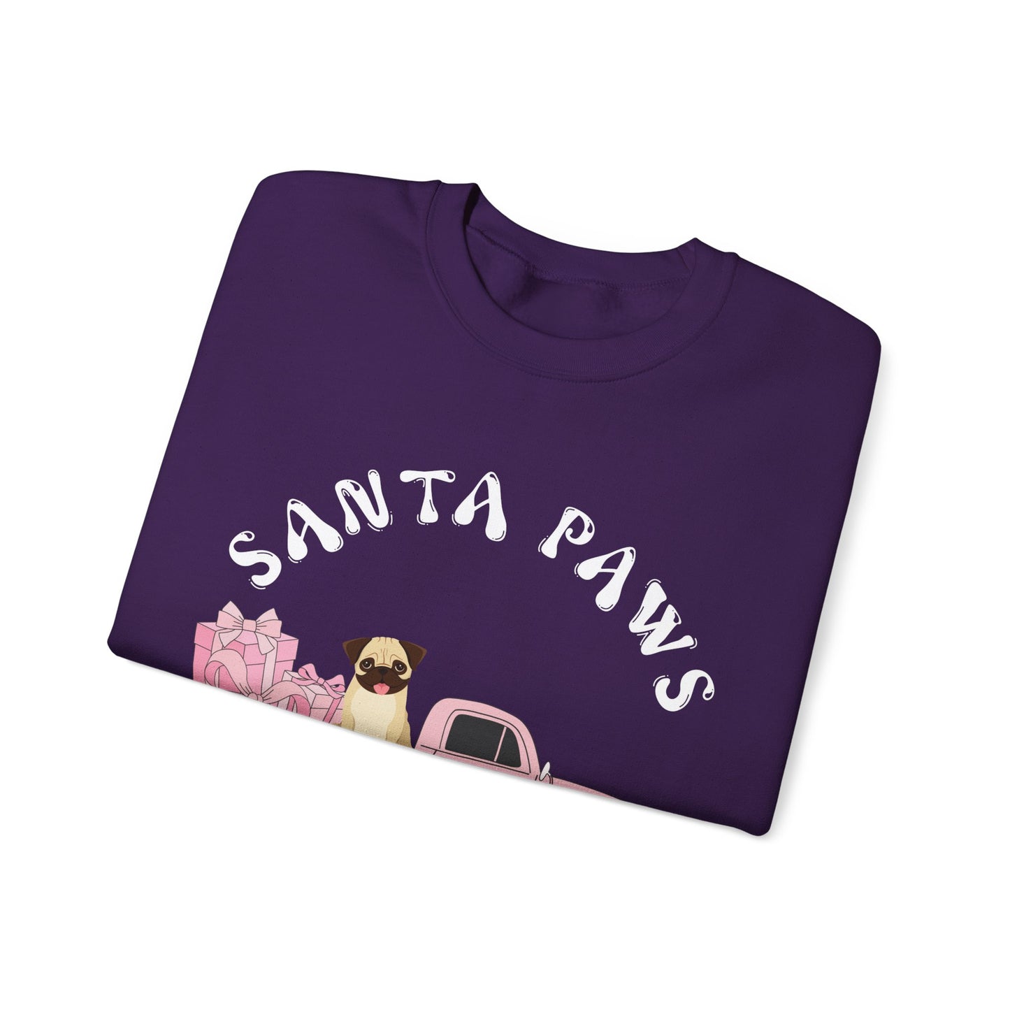 Santa Paws Christmas truck with pug Unisex Heavy Blend™ Crewneck Sweatshirt