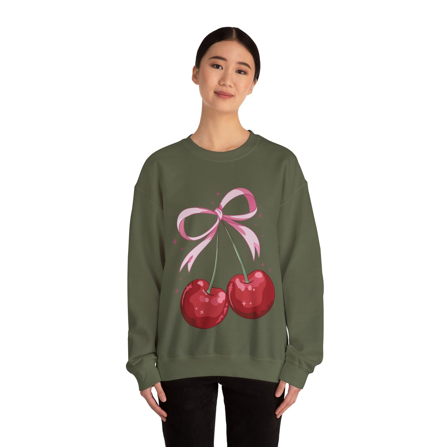 Cute Cherry Bow Unisex Heavy Blend™ Crewneck Sweatshirt