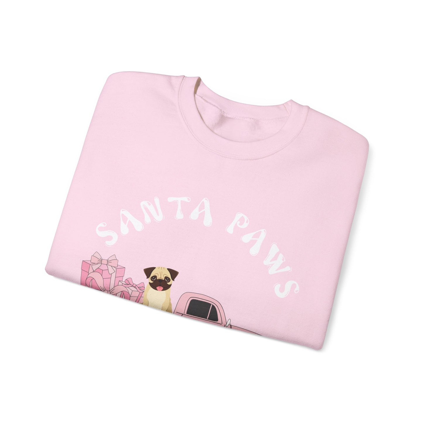 Santa Paws Christmas truck with pug Unisex Heavy Blend™ Crewneck Sweatshirt