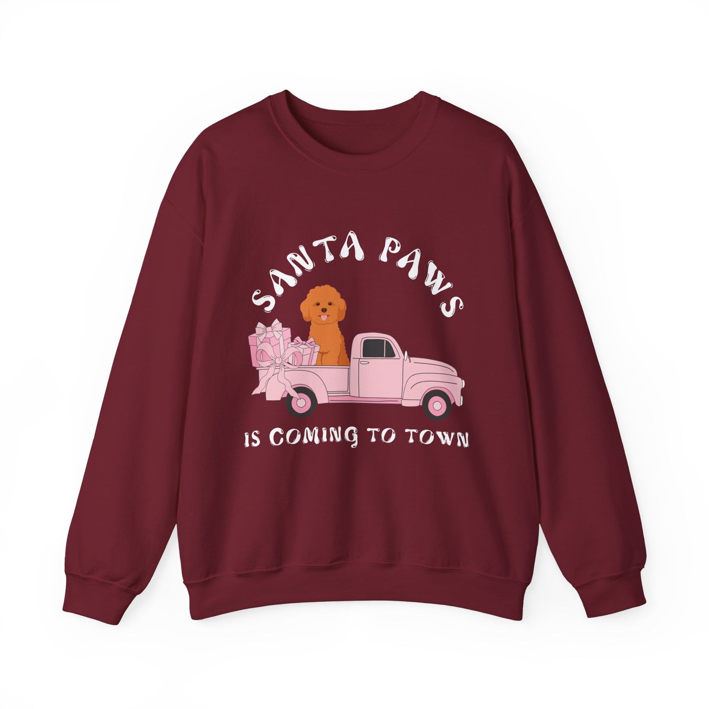 Santa Paws Christmas truck with cockapoo Unisex Heavy Blend™ Crewneck Sweatshirt