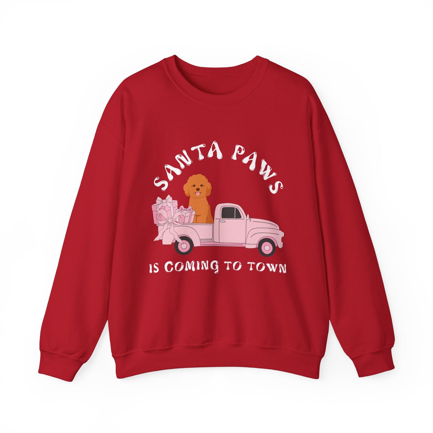 Santa Paws Christmas truck with cockapoo Unisex Heavy Blend™ Crewneck Sweatshirt