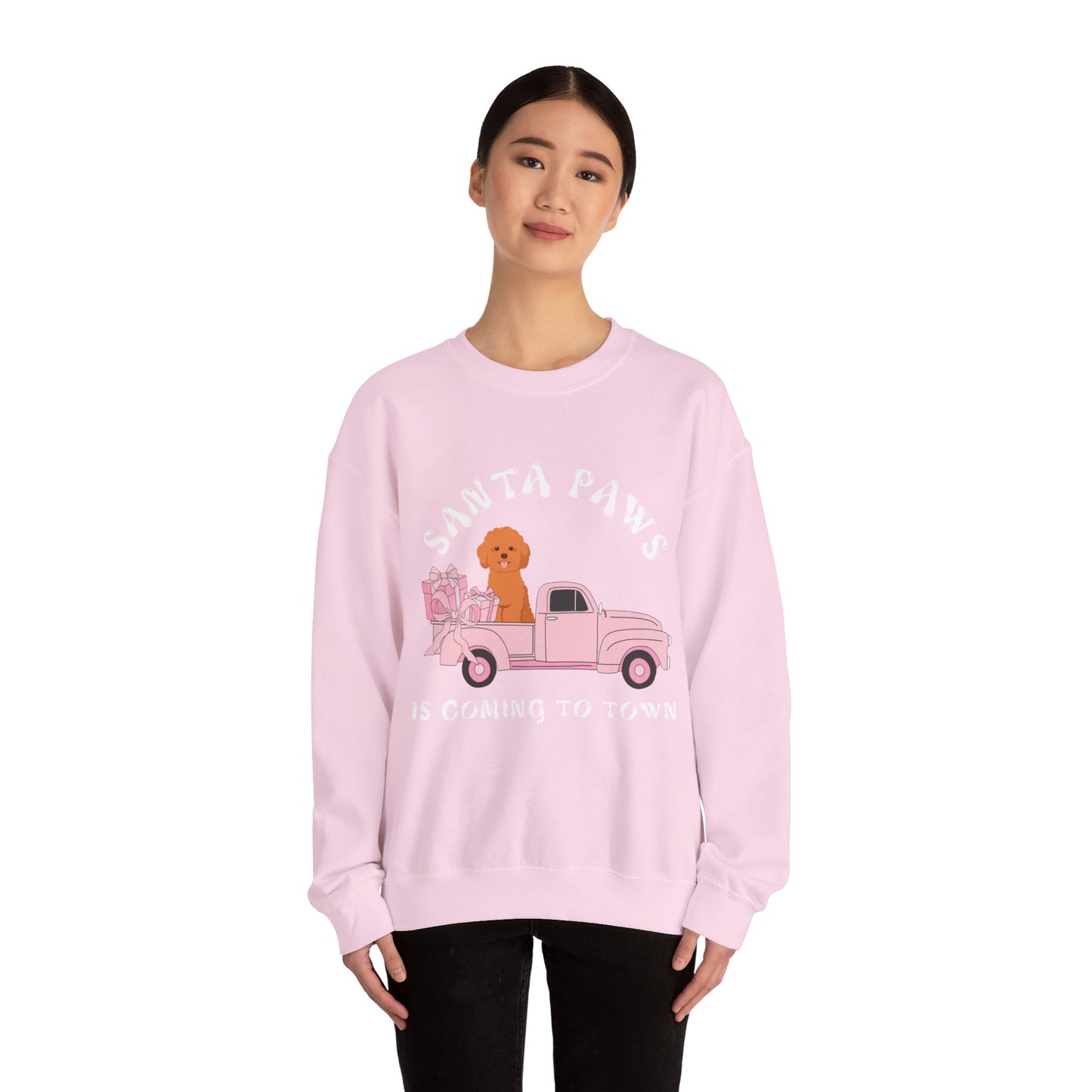 Santa Paws Christmas truck with cockapoo Unisex Heavy Blend™ Crewneck Sweatshirt