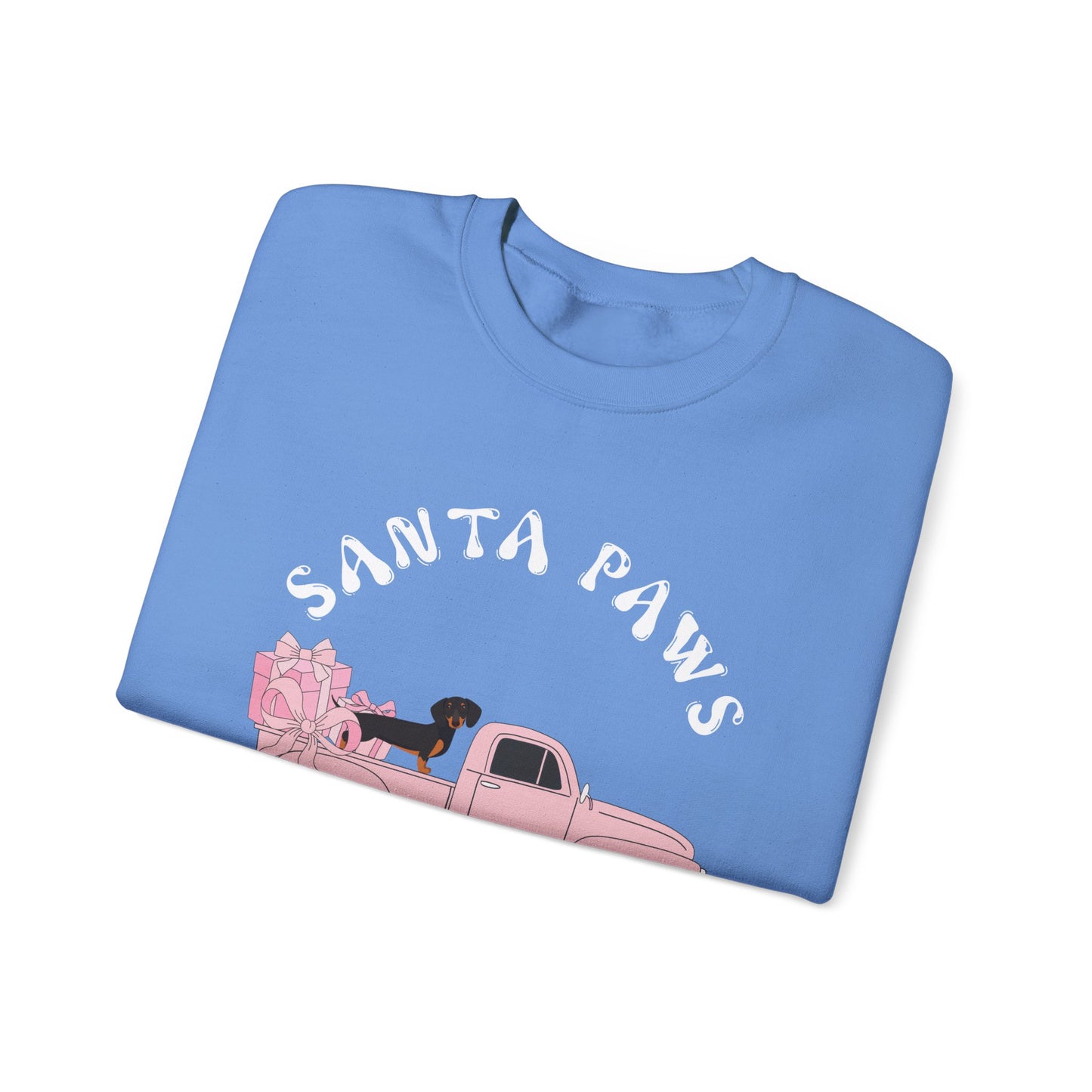 Santa Paws Christmas truck with dachshund Unisex Heavy Blend™ Crewneck Sweatshirt