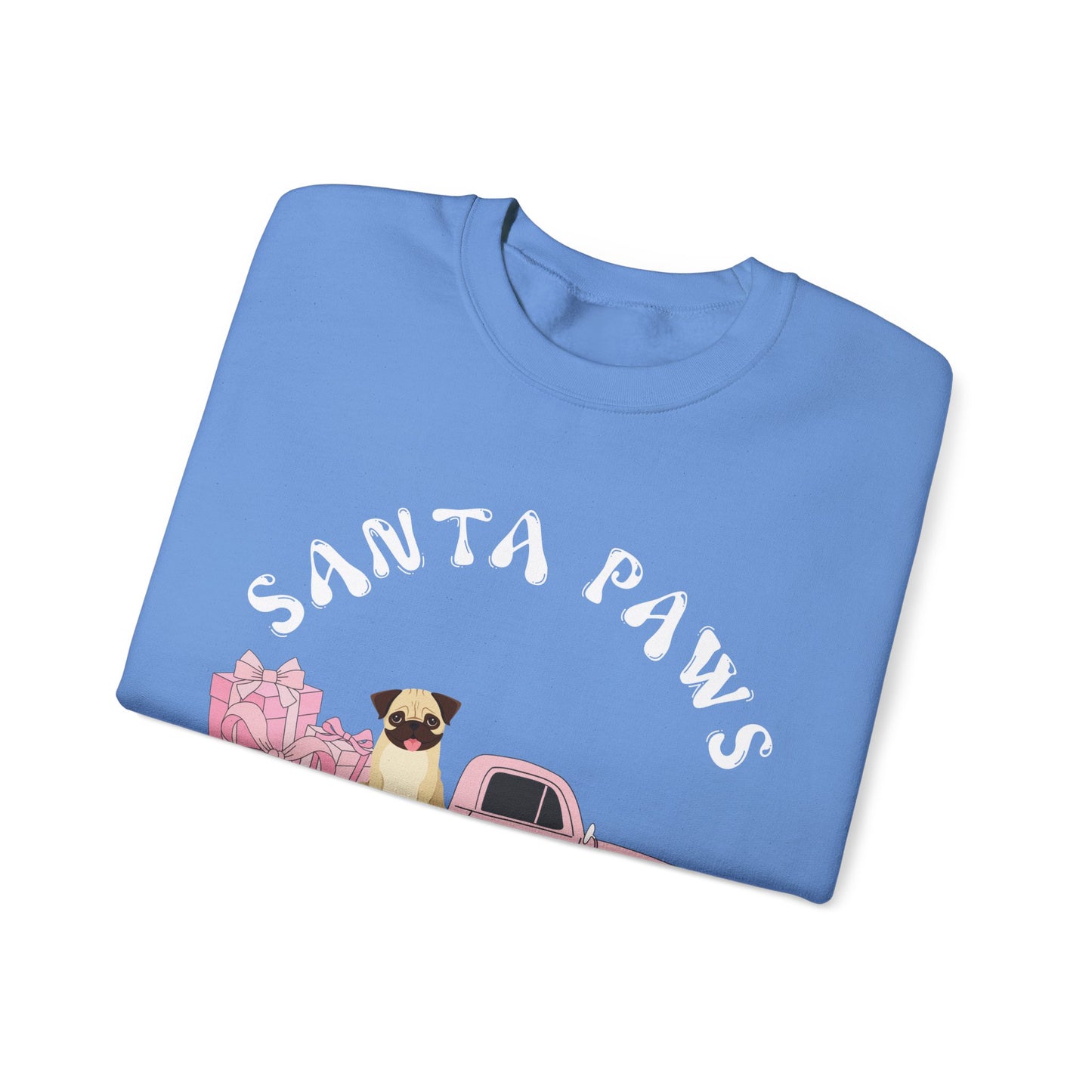 Santa Paws Christmas truck with pug Unisex Heavy Blend™ Crewneck Sweatshirt