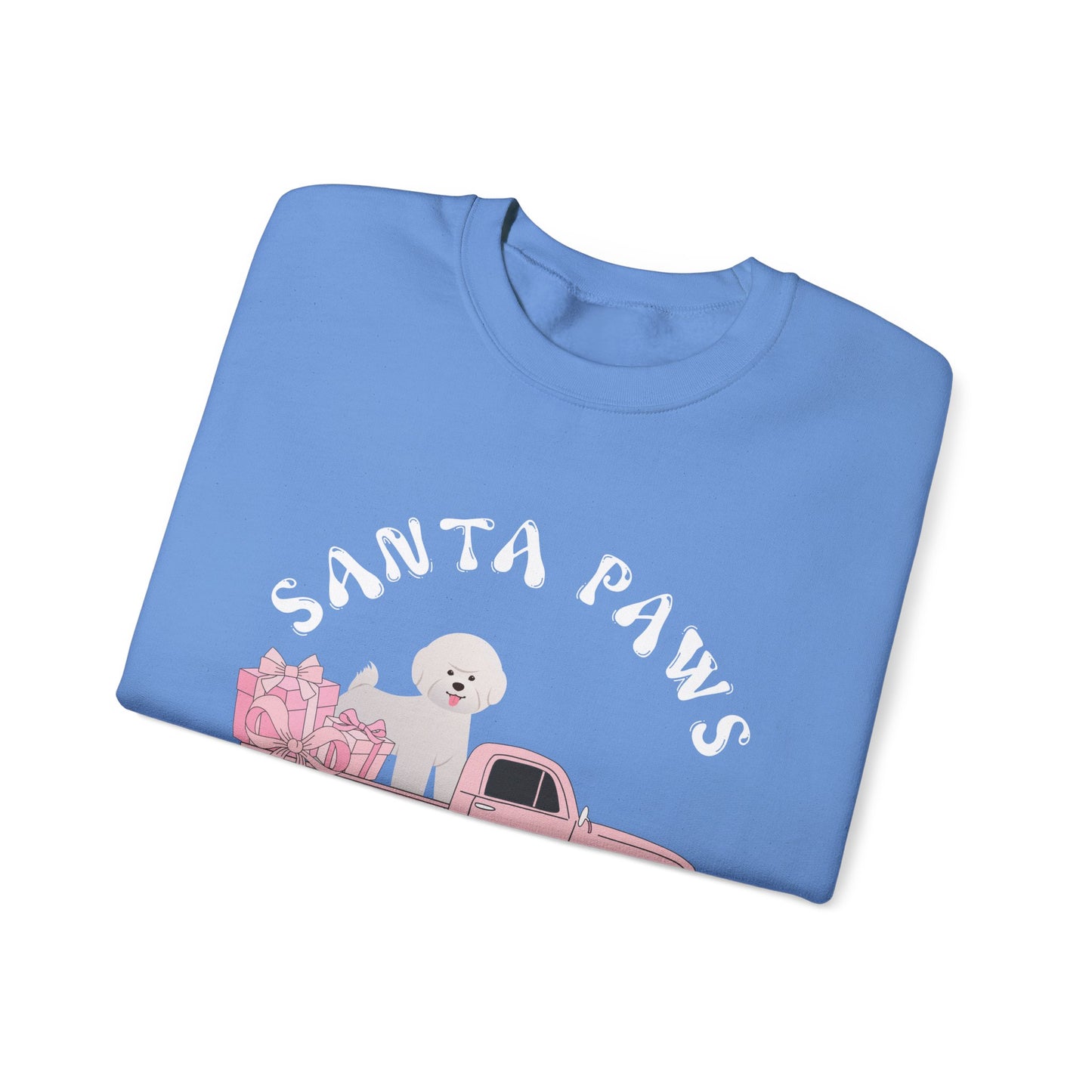 Santa Paws Christmas truck with white dog Unisex Heavy Blend™ Crewneck Sweatshirt