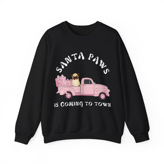 Santa Paws Christmas truck with pug Unisex Heavy Blend™ Crewneck Sweatshirt