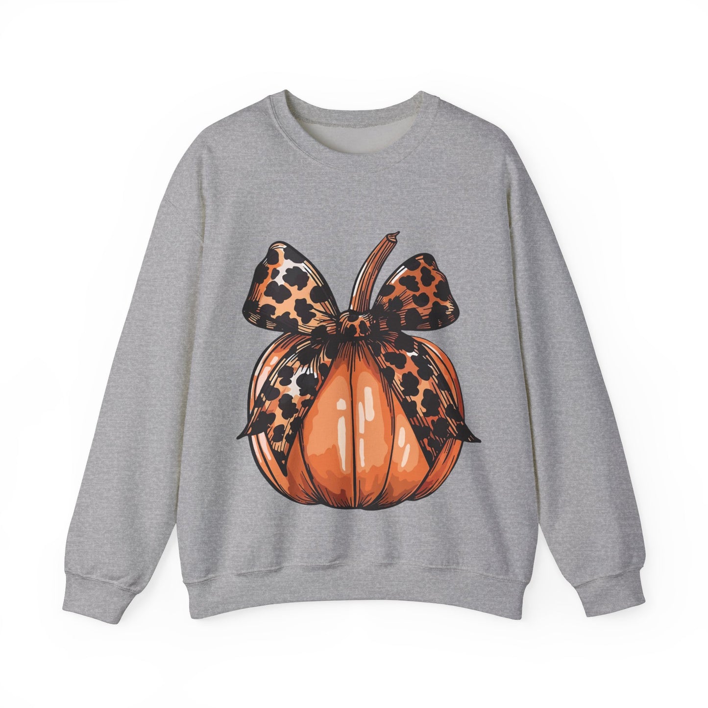 Leopard Pumpkin Bow Unisex Heavy Blend™ Crewneck Sweatshirt