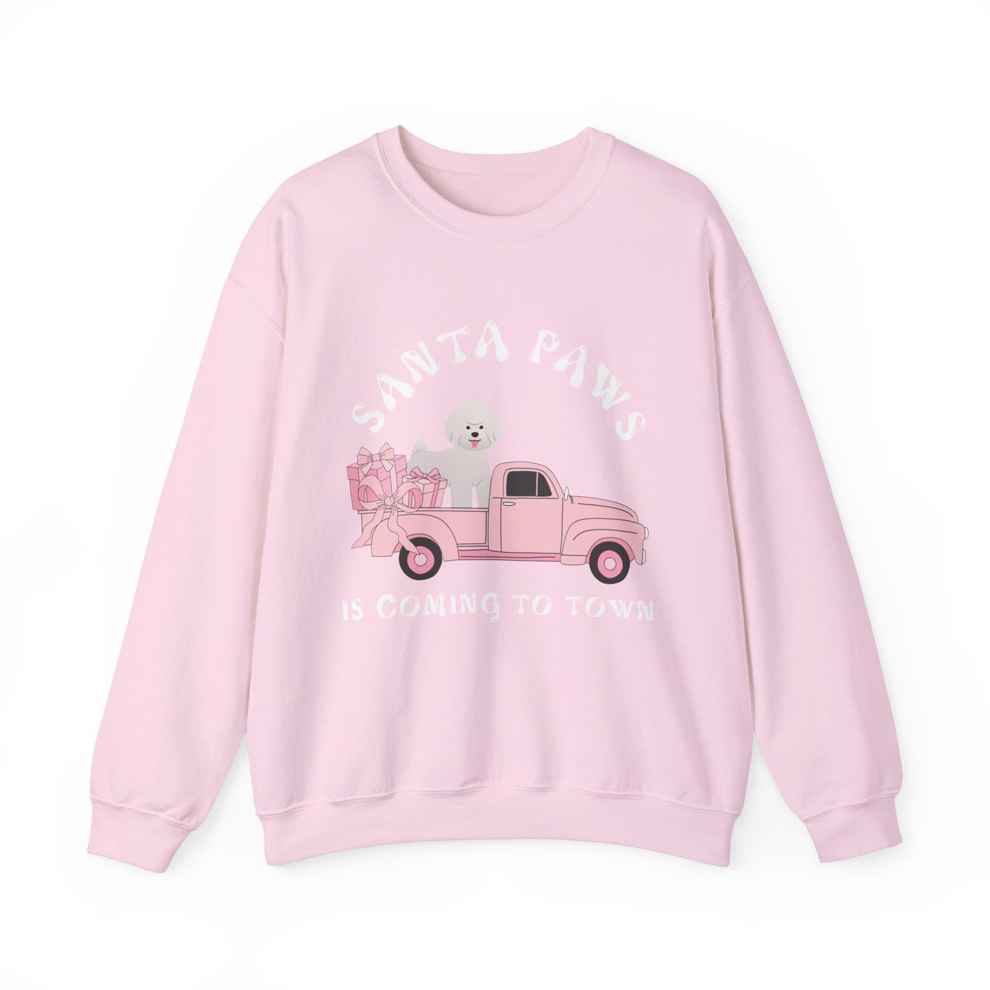 Santa Paws Christmas truck with white dog Unisex Heavy Blend™ Crewneck Sweatshirt