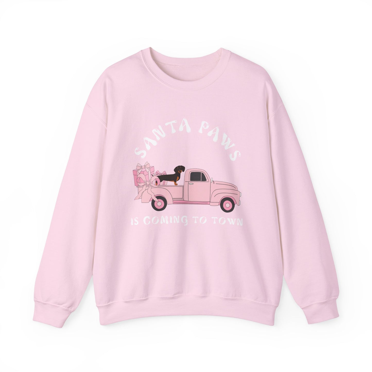 Santa Paws Christmas truck with dachshund Unisex Heavy Blend™ Crewneck Sweatshirt