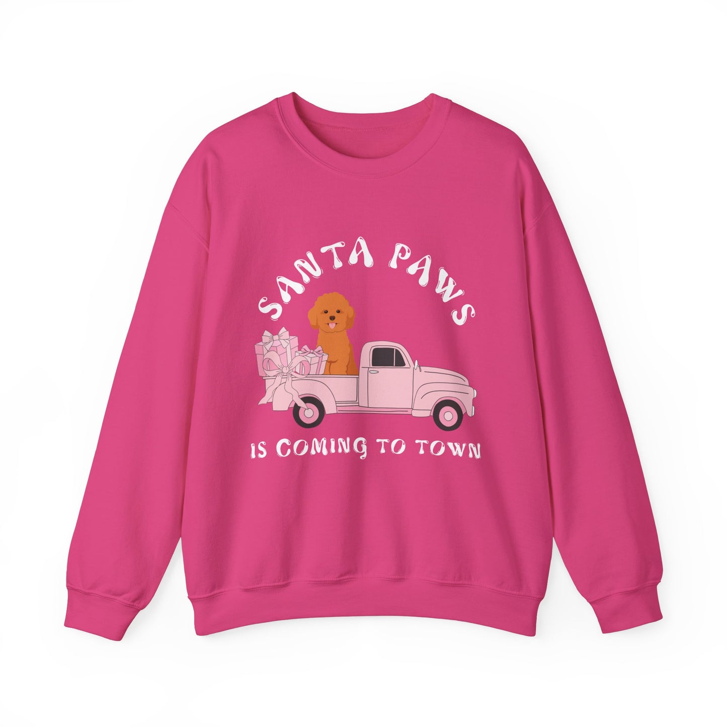 Santa Paws Christmas truck with cockapoo Unisex Heavy Blend™ Crewneck Sweatshirt