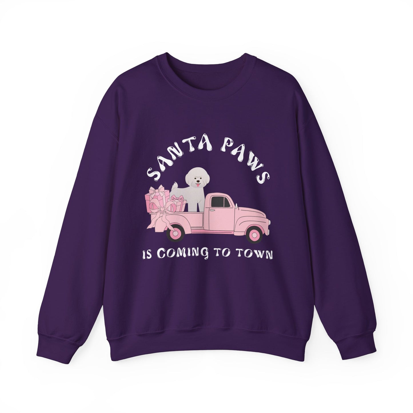 Santa Paws Christmas truck with white dog Unisex Heavy Blend™ Crewneck Sweatshirt