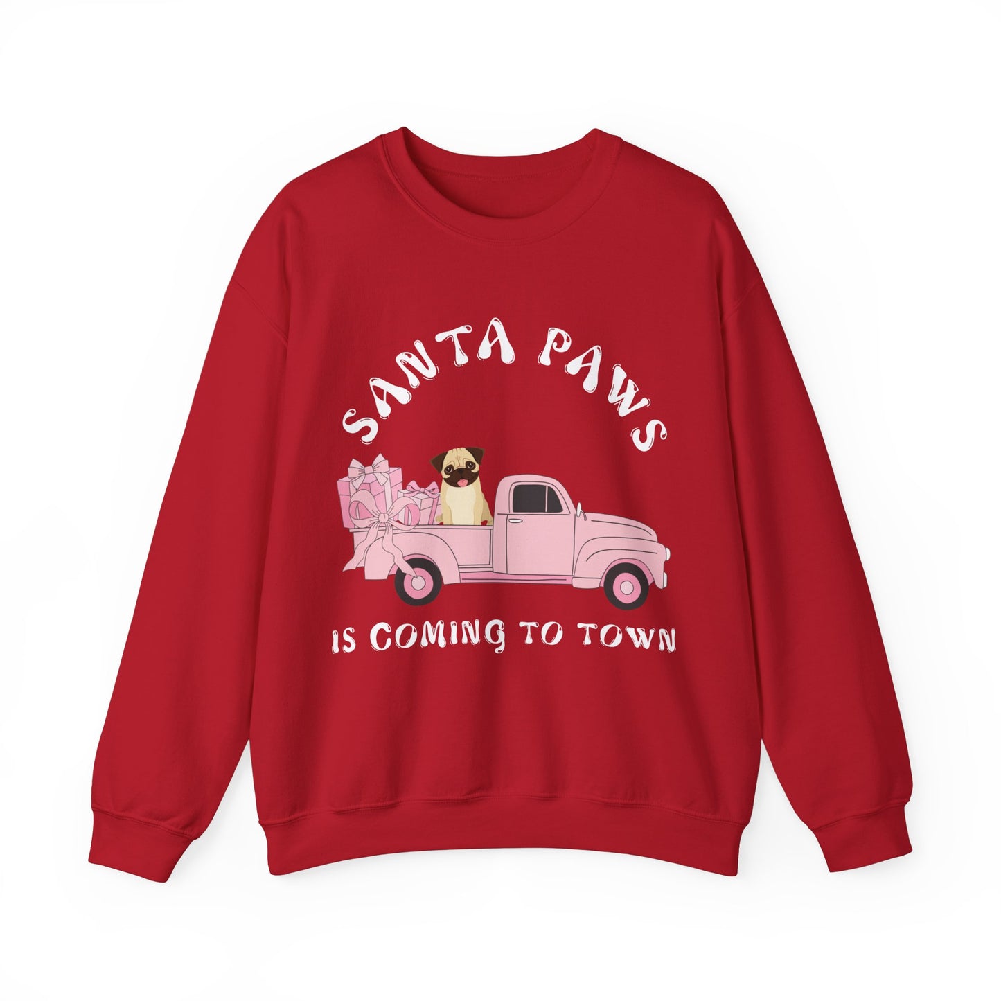 Santa Paws Christmas truck with pug Unisex Heavy Blend™ Crewneck Sweatshirt