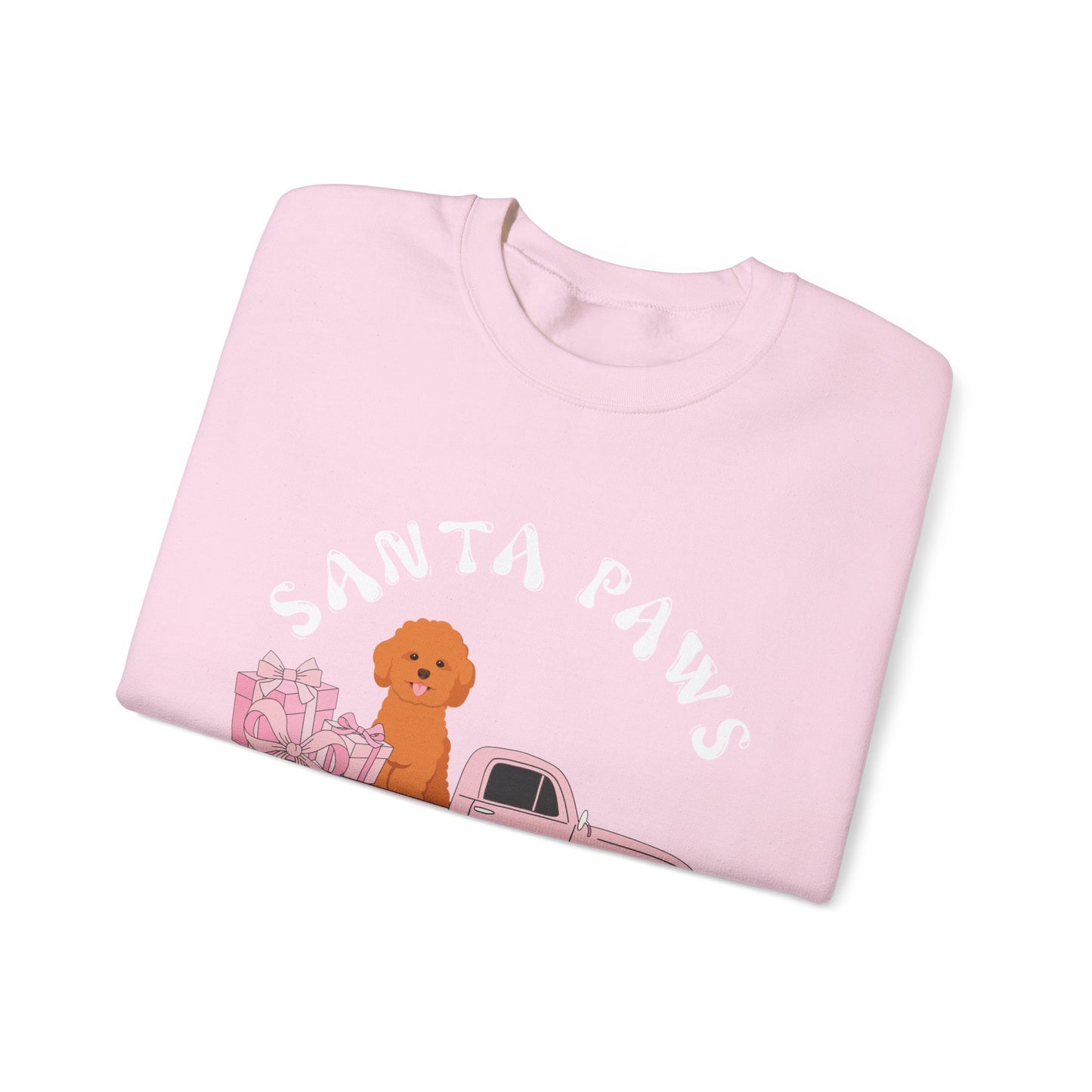 Santa Paws Christmas truck with cockapoo Unisex Heavy Blend™ Crewneck Sweatshirt