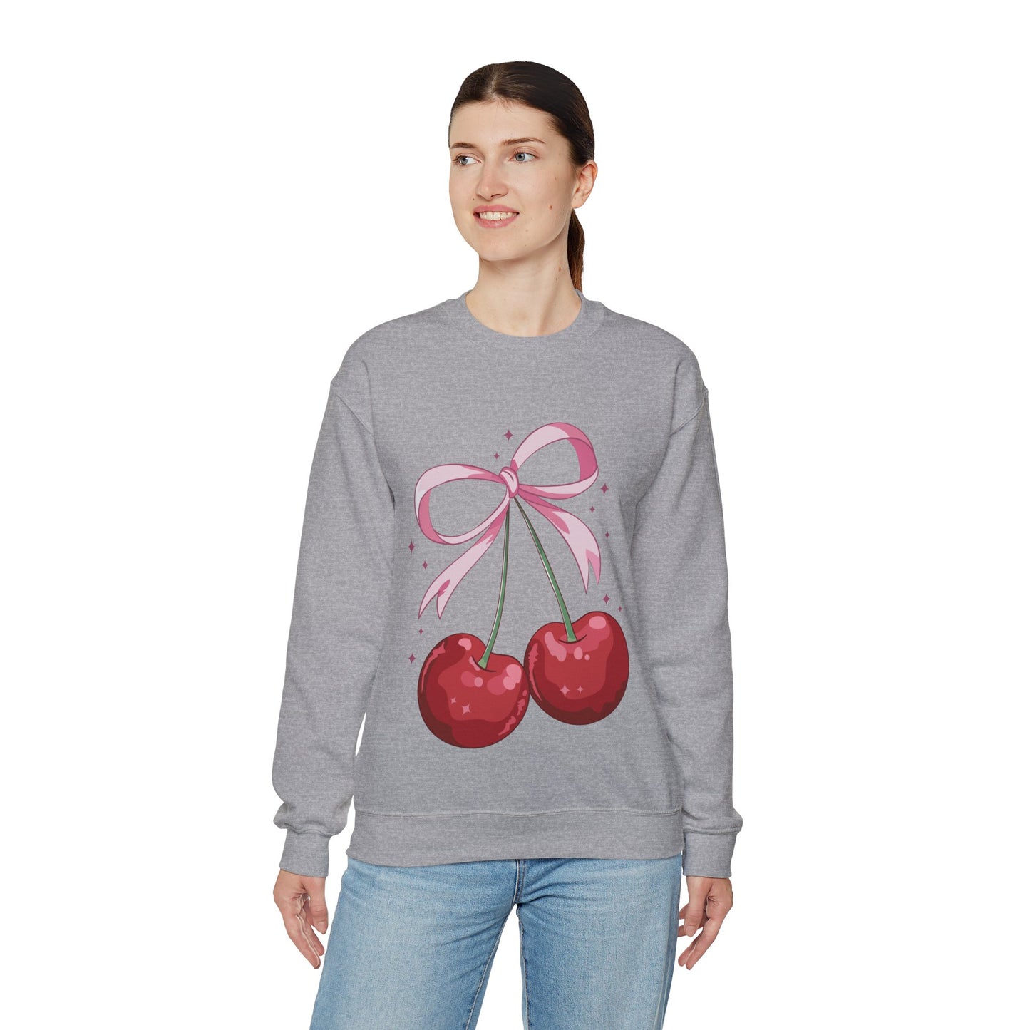 Cute Cherry Bow Unisex Heavy Blend™ Crewneck Sweatshirt