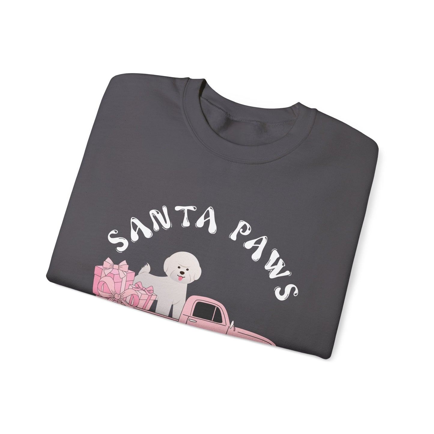 Santa Paws Christmas truck with white dog Unisex Heavy Blend™ Crewneck Sweatshirt