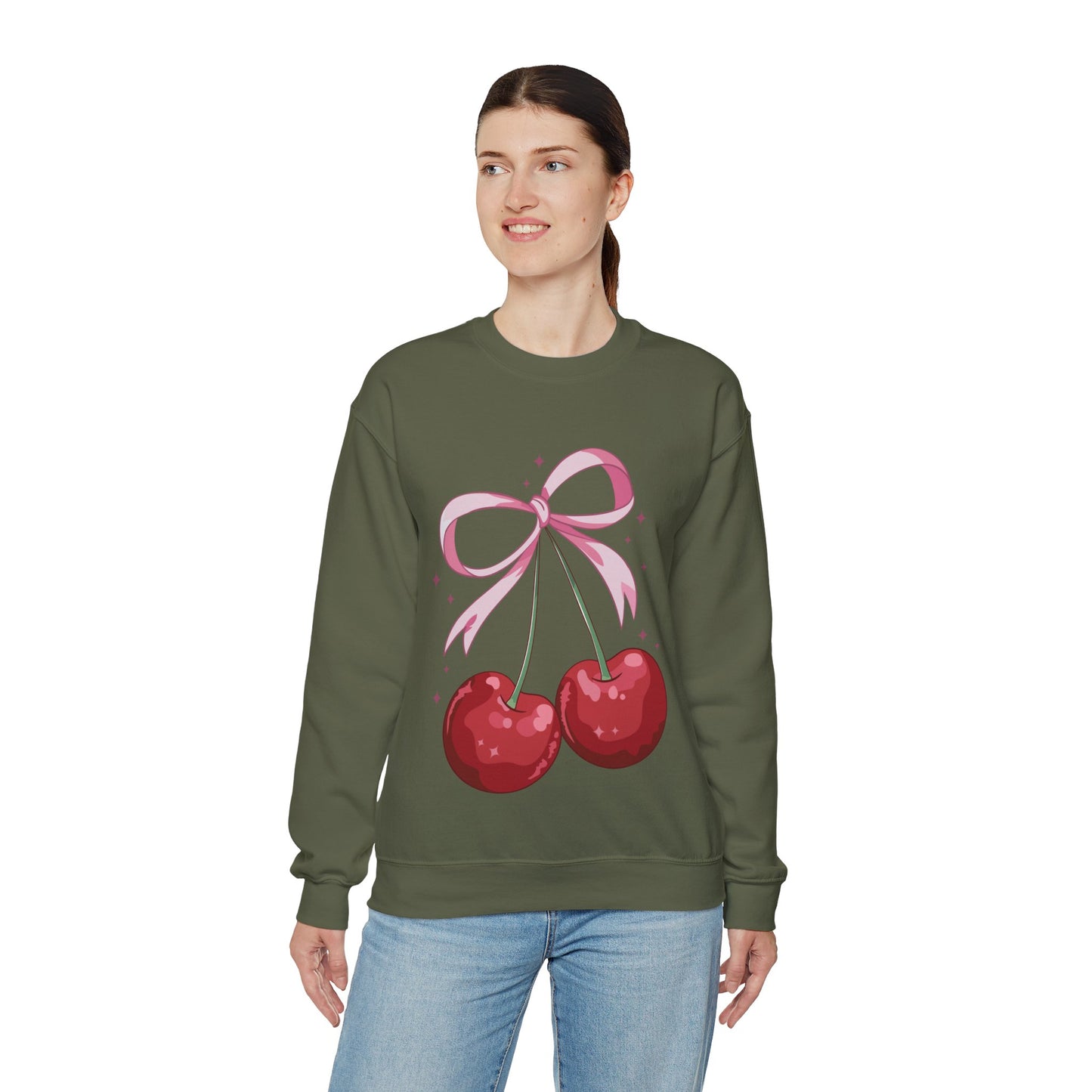 Cute Cherry Bow Unisex Heavy Blend™ Crewneck Sweatshirt