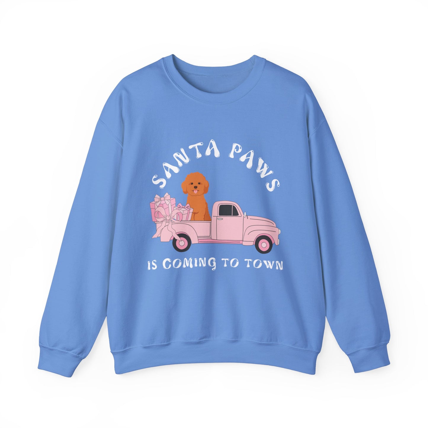 Santa Paws Christmas truck with cockapoo Unisex Heavy Blend™ Crewneck Sweatshirt