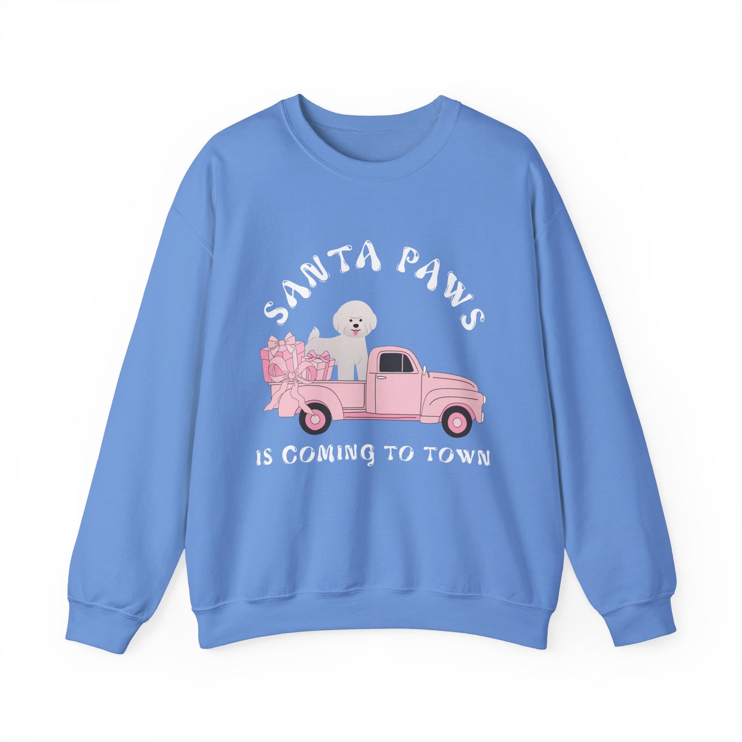 Santa Paws Christmas truck with white dog Unisex Heavy Blend™ Crewneck Sweatshirt