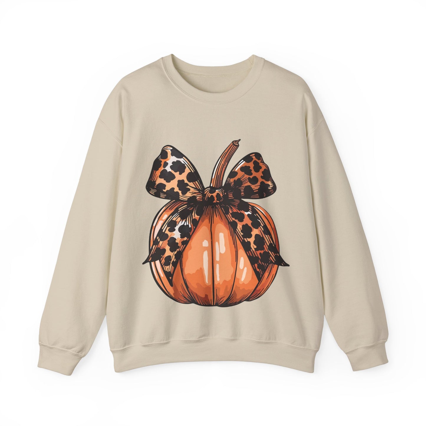 Leopard Pumpkin Bow Unisex Heavy Blend™ Crewneck Sweatshirt